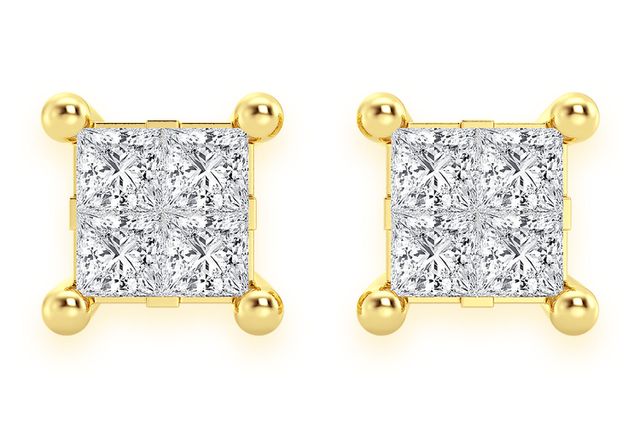 0.25ctw Quad Stud Diamond Earrings 14k Solid Gold 
