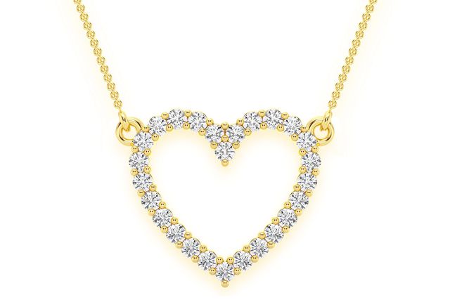 Small Open Heart Necklace Pendant 14K   