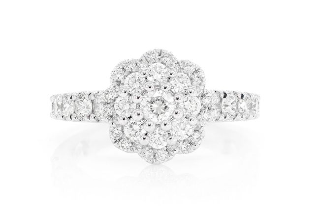 1.50ctw - Floral Halo Ring - Diamond Engagement Ring - All Natural