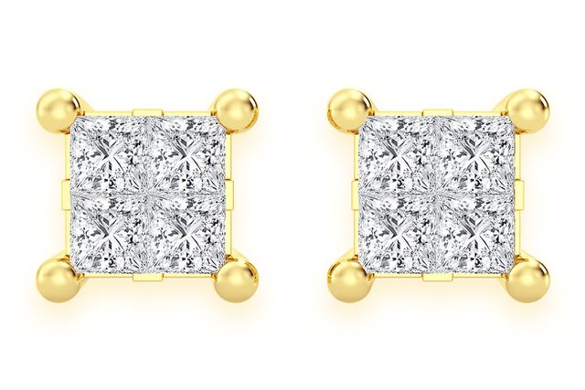 0.50ctw Quad Stud Diamond Earrings 14k Solid Gold 