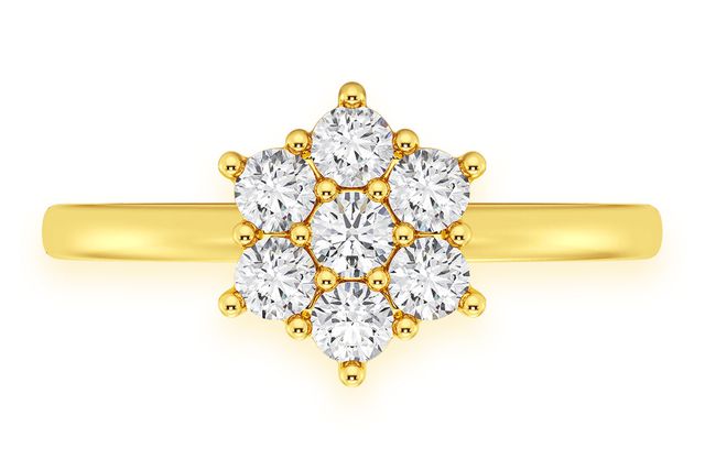 Flower Diamond Ring 14k Solid Gold 0.50ctw