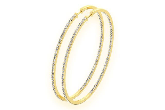 Large Inside-out Hoop Diamond Earrings 14k Solid Gold 6.00ctw