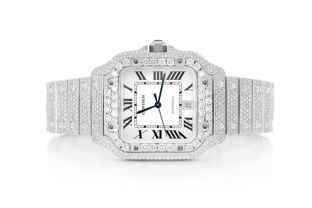 Cartier Santos - Fully Iced Out (model Mm Ctw)