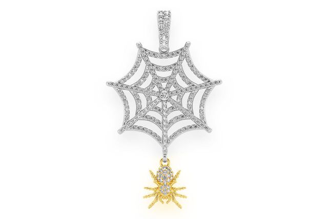 Spider Web Diamond Pendant 14k Solid Gold 1.00ctw
