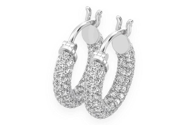 Bubbly Eternity Hoop Diamond Earrings 14k Solid Gold 2.00ctw