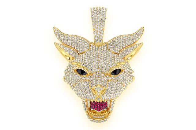 Evil Cat Diamond Pendant 14k Solid Gold 4.70ctw