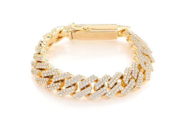 15MM Raised Miami Cuban Diamond Bracelet 14k Solid Gold 13.75ctw
