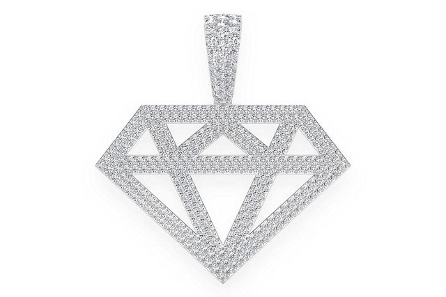 Diamond Silhouette Diamond Pendant 14k Solid Gold 2.50ctw