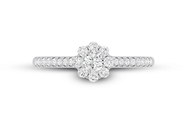 Round Floral Engagement Ring 14K   
