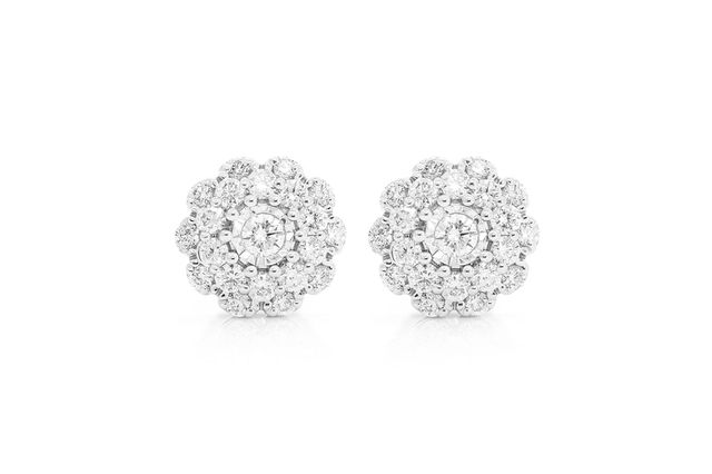 Floral Miracle Set Double Halo Earrings 14K   