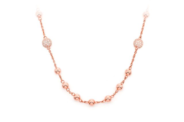 Rosary Bead Link Necklace 14K   2.85ctw
