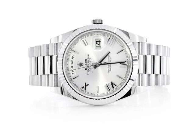 Rolex Day Date 40MM 18k White Gold (228239) All Factory Presidential Bracelet - Silver Dial