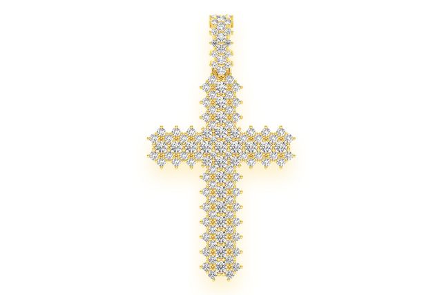 Jagged Cross Diamon Pendant 14k Solid Gold 1.75ctw