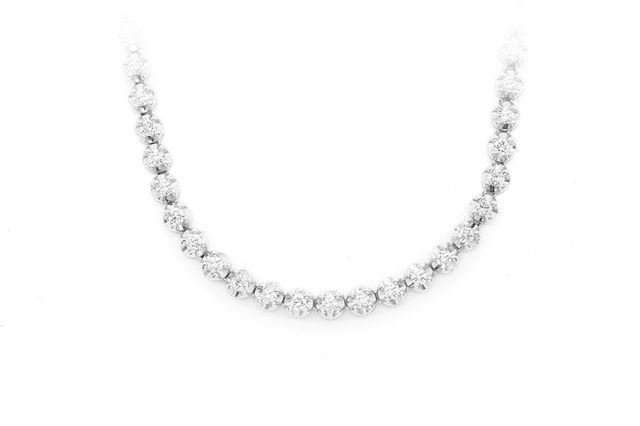 2pt Crown Set Diamond Necklace 14k Solid Gold 3.75ctw