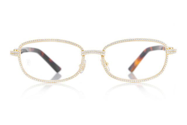 Cartier Glasses Iced Out Diamond Rims - 3.00ctw - Yellow Gold