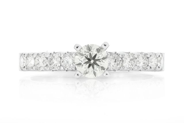 4 Prong Solitaire One Row Ring 14K   