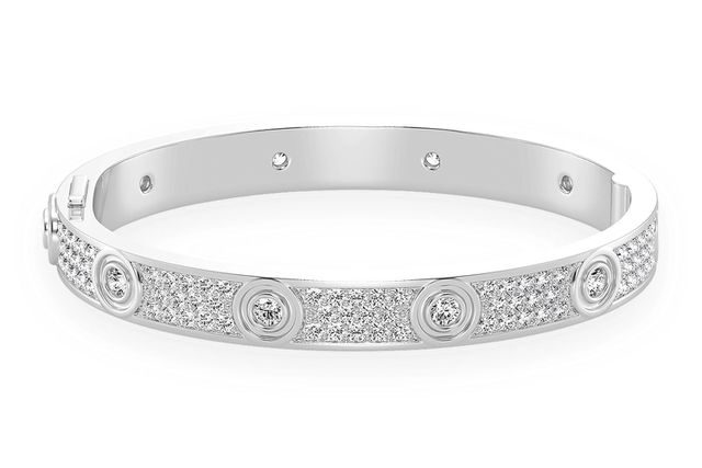 Full Diamond Signature Bangle Bracelet 14K   5.50ctw