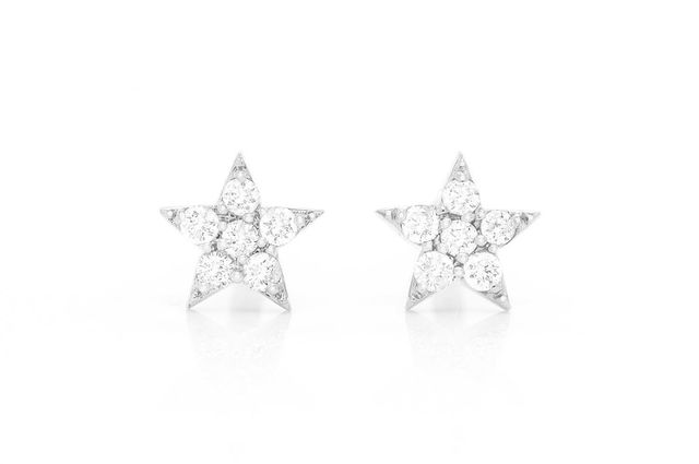 Mini Five Point Star Stud Earrings 14K   