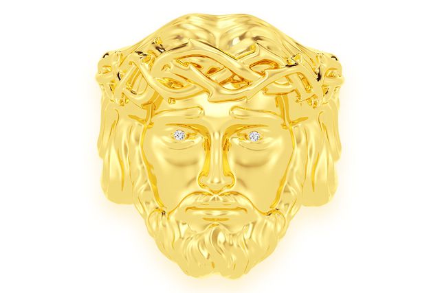 Jesus Diamond Ring 14k Solid Gold 0.02ctw