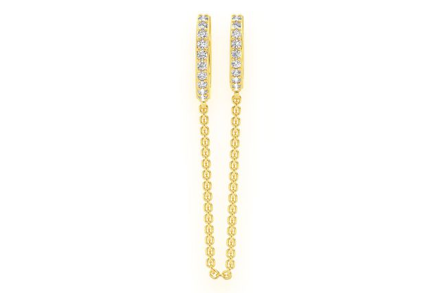 Dangling Double Hoop Diamond Earrings 14k Solid Gold 0.45ctw