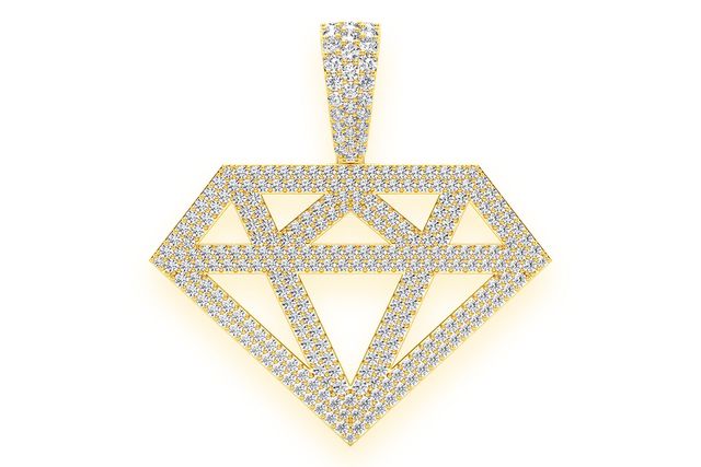 Diamond Silhouette Diamond Pendant 14k Solid Gold 2.50ctw