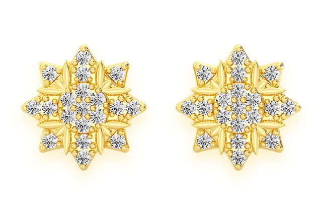8 Point Star Stud Diamond Earrings 14k Solid Gold 0.10ctw