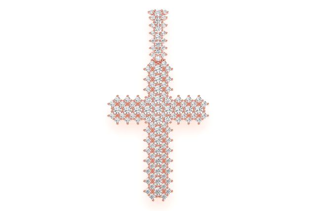Jagged Cross Diamond Pendant 14k Solid Gold 5.50ctw