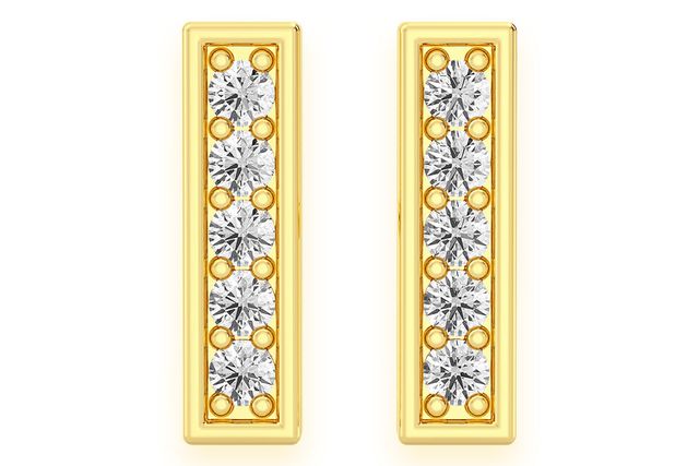 Bar Diamond Earrings 14k Solid Gold 0.10ctw