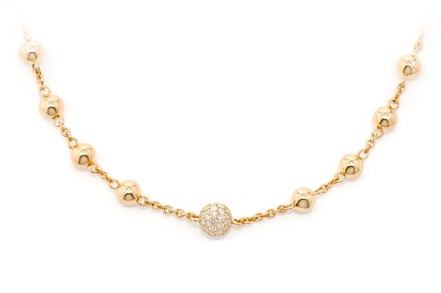 Rosary Bead Necklace 14K   2.75ctw