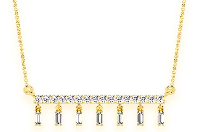 Dangling Baguette Necklace Pendant 14K   