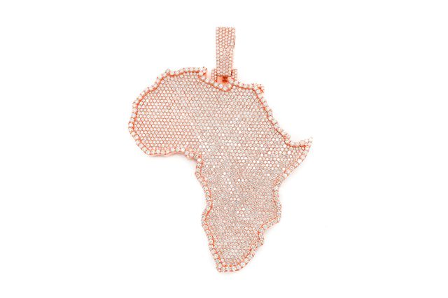 Africa Continent Large Pendant 14K   