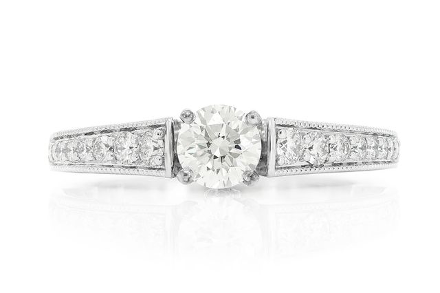 .75ct Round - Cathedral Diamond Engagement Ring - All Natural