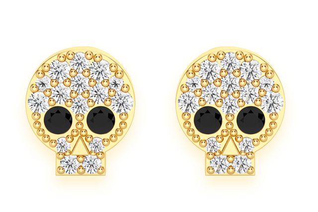 Skull Stud Earrings 14K   