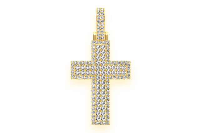Border Cross Diamond Pendant 14k Solid Gold 4.66ctw