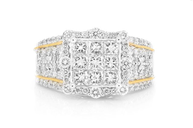 2.50ctw Invisible Princess Cut - Diamond Engagement Ring - All Natural