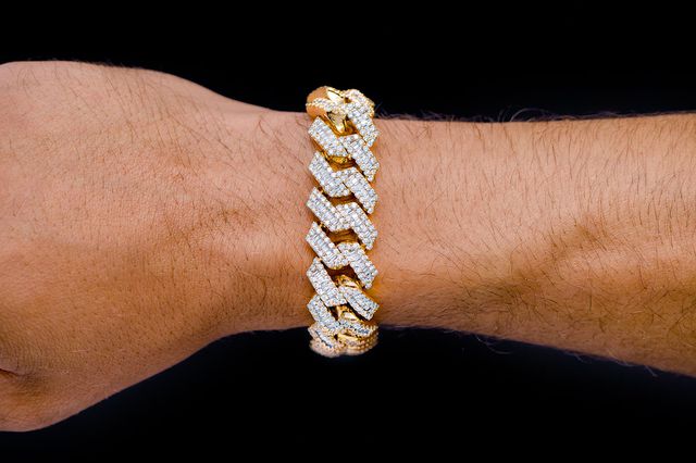 19MM Raised Baguette Miami Cuban Link Diamond Bracelet 14k Solid Gold 20.50ctw
