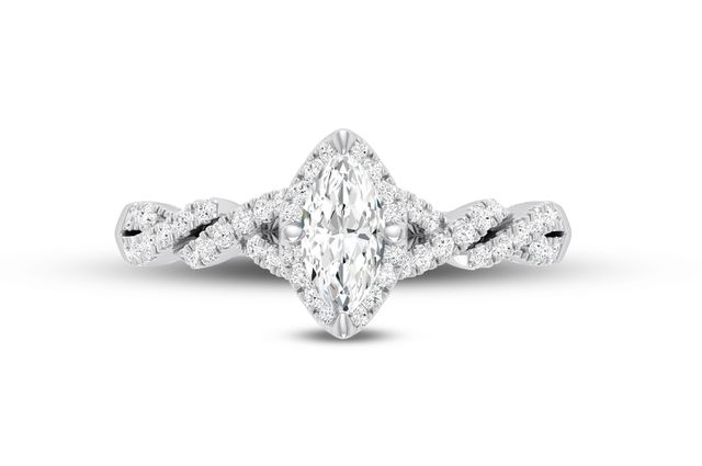 Marquise Halo Twisted Shank - Diamond Engagement Ring - All Natural