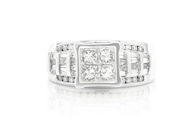 Princess Quad Engagement Ring 14K   