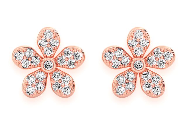 Flower Bloom Stud Earrings 14K   