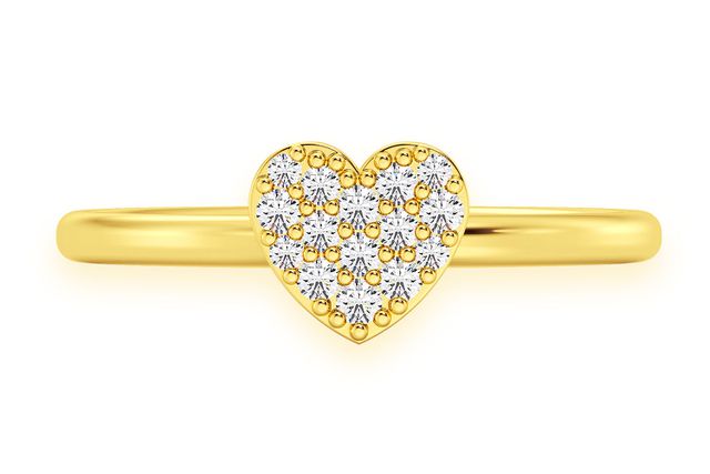 Xs Bubbly Heart Diamond Ring 14k Solid Gold 0.10ctw