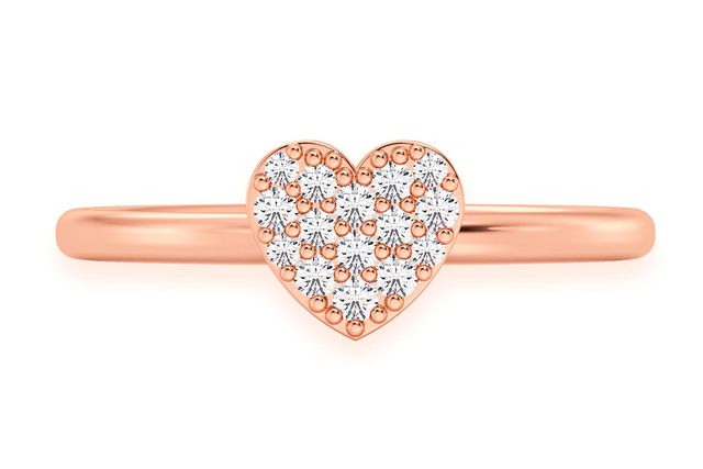 Xs Bubbly Heart Diamond Ring 14k Solid Gold 0.10ctw