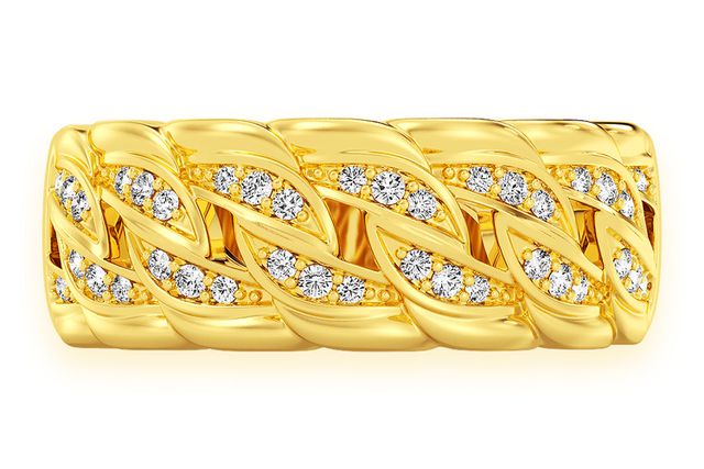 Twisted Miami Cuban Diamond Band 14k Solid Gold 0.20ctw