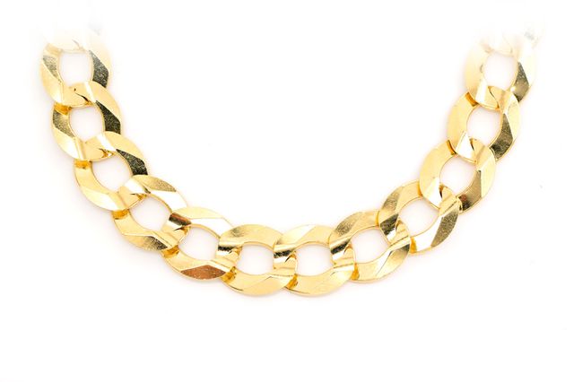 11MM Flat Curb Link 14k Solid Gold Chain