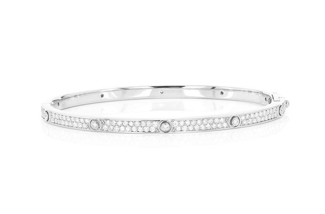 Medium Full Diamond Classic Bangle Bracelet 14K   2.35ctw