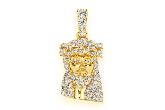 Jesus Diamond Pendant 14k Solid Gold 0.33ctw