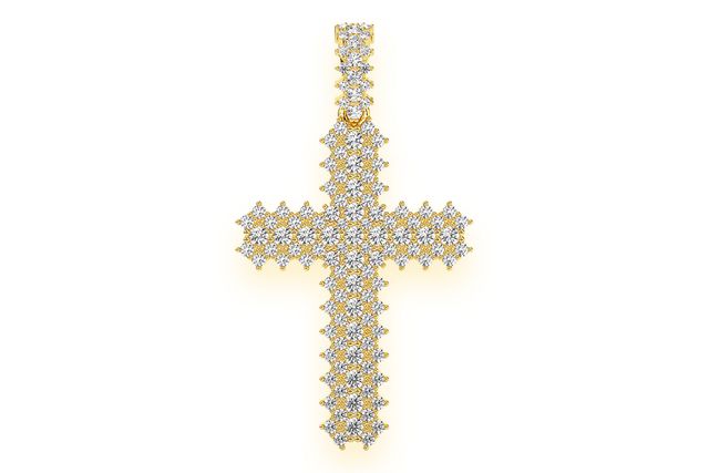 Jagged Cross Diamond Pendant 14k Solid Gold 10.00ctw