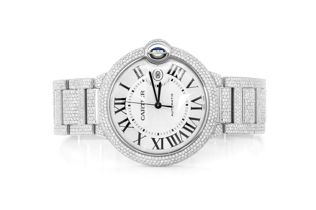 Cartier Baloon Bleu Stainless Steel (wsbb0049) - Fully Iced Out 16.89ctw