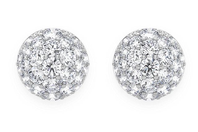 Dome Pave Stud Earrings 14K   