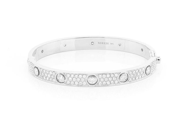 Medium Full Diamond Signature Bangle Bracelet 14K   5.50ctw