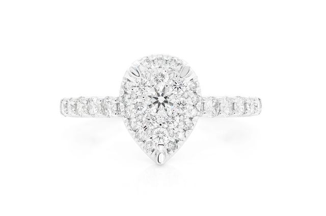 Pear Cluster Halo Ring 14K   